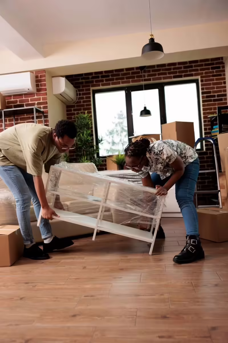 husband wife moving new apartment together